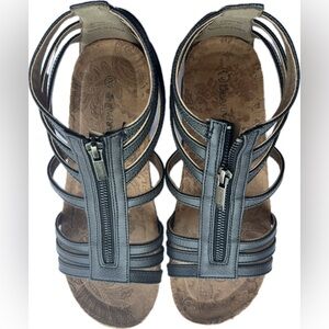 BEARPAW Women's Layla II Open Toe Zip Closure Sandals - Layla Black - US Size 8